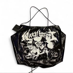 Black Graphic Crop Top